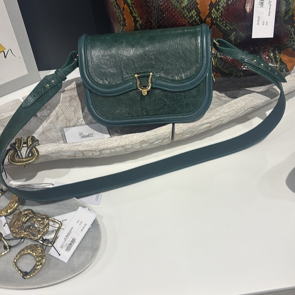 Claris Virot Jade Green Leather Manon Bag - Picture 2 of 6
